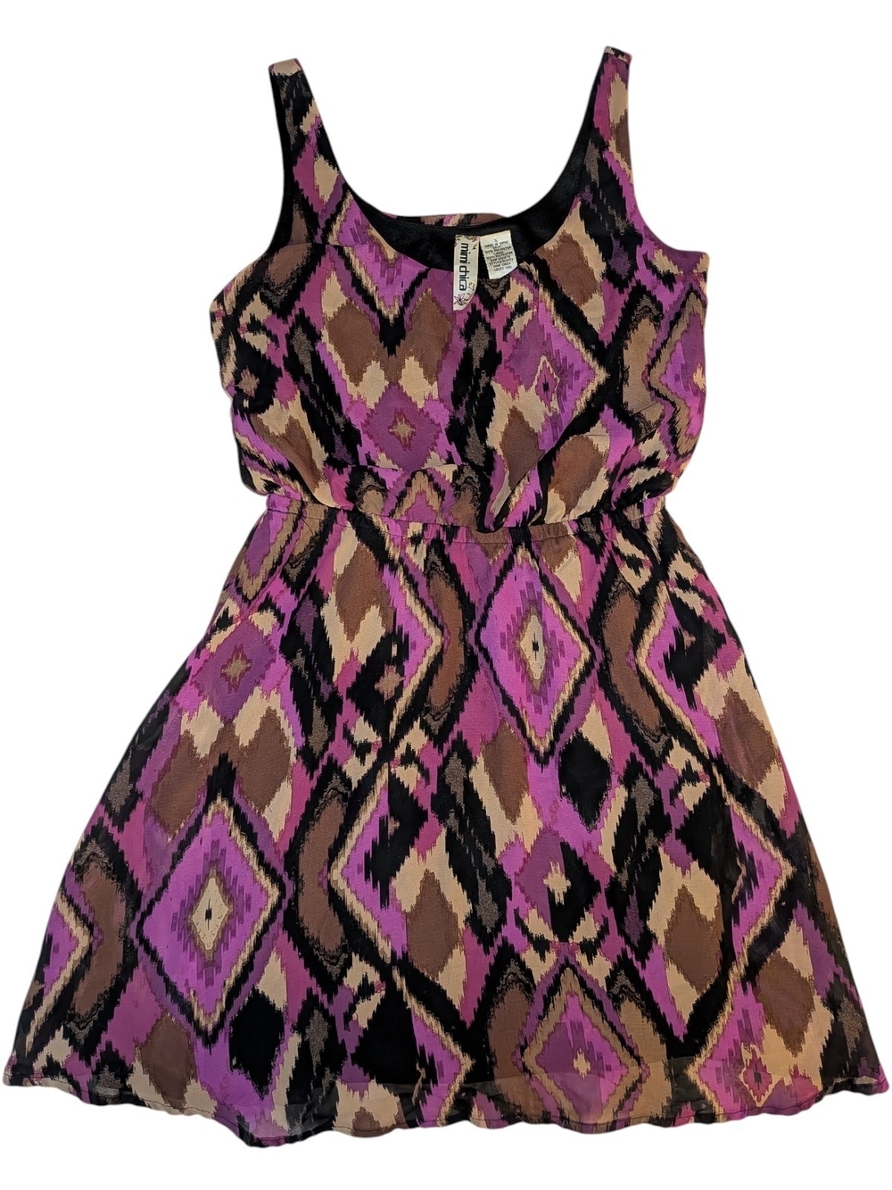 Mimi Chica Fun Flowy Flirty Geometric Print Sleeveless Sundress S